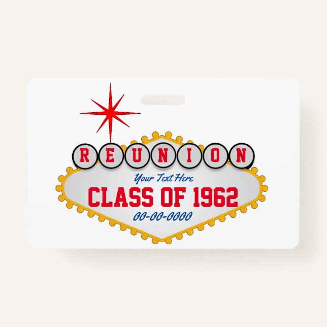 Las Vegas Style Reunion Personalize  Badge (Front)