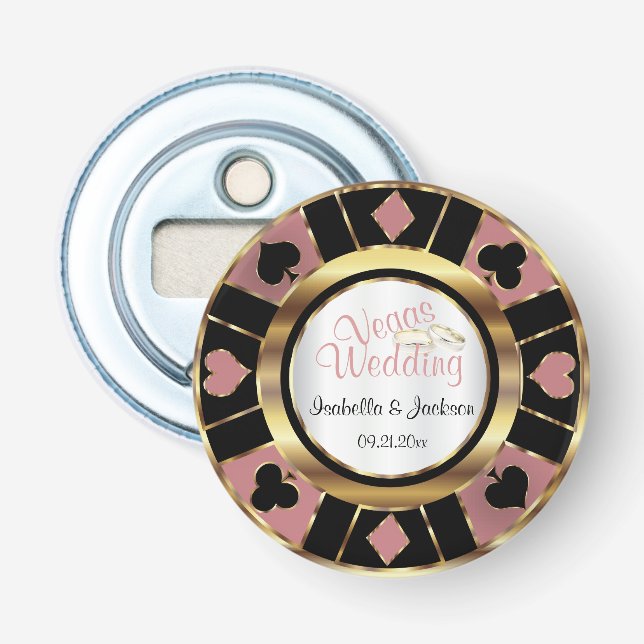 Las Vegas Styled Wedding Dusty Rose Gold Bottle Opener (Front)
