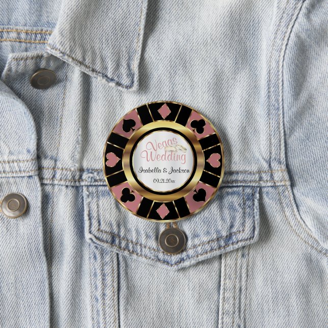 Las Vegas Styled Wedding Dusty Rose Gold Pinback Button (In Situ)