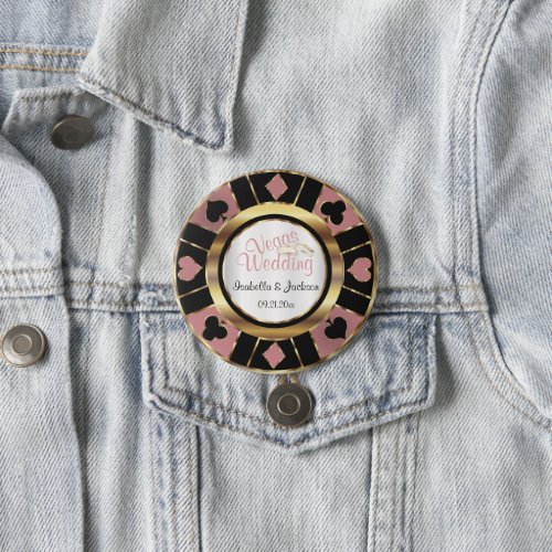Las Vegas Styled Wedding Dusty Rose Gold Pinback Button