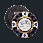 Las Vegas Styled Wedding - Gold, White & Blue Bottle Opener<br><div class="desc">Bottle Opener. Personalize Las Vegas Style Wedding - Gold, Blue and White. ✔Note: Not all template areas need changed. 📌If you need further customization, please click the "Click to Customize further" or "Customize or Edit Design" button and use our design tool to resize, rotate, change text color, add text and...</div>