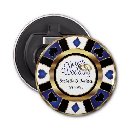 Las Vegas Styled Wedding _ Gold White  Blue Bottle Opener