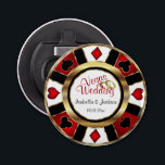 Las Vegas Styled Wedding - Gold, White & Red Bottle Opener<br><div class="desc">Bottle Opener. Personalize Las Vegas Style Wedding - Gold, Red and White. 📌If you need further customization, please click the "Click to Customize further" or "Customize or Edit Design"button and use our design tool to resize, rotate, change text color, add text and so much more.⭐This Product is 100% Customizable. Graphics...</div>