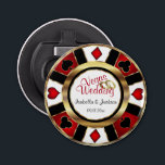 Las Vegas Styled Wedding - Gold, White & Red Bottle Opener<br><div class="desc">Bottle Opener. Personalize Las Vegas Style Wedding - Gold, Red and White. 📌If you need further customization, please click the "Click to Customize further" or "Customize or Edit Design"button and use our design tool to resize, rotate, change text color, add text and so much more.⭐This Product is 100% Customizable. Graphics...</div>