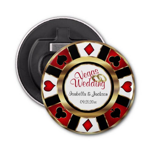 Las Vegas Styled Wedding _ Gold White  Red Bottle Opener