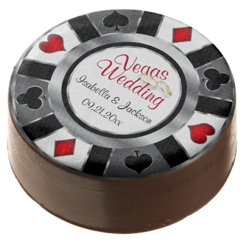 Las Vegas Styled Wedding Silver Gray White  Red Chocolate Covered Oreo