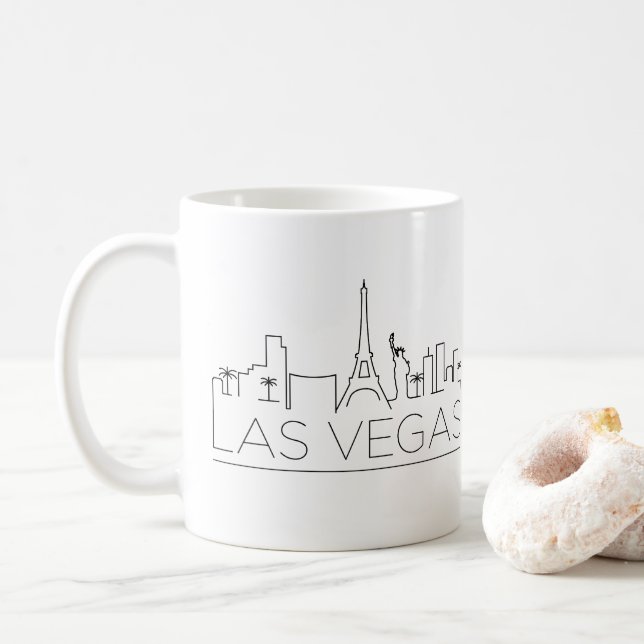 Las Vegas Stylized Skyline Coffee Mug (With Donut)
