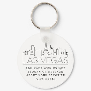 Las Vegas Stylized Skyline | Custom Slogan Keychain