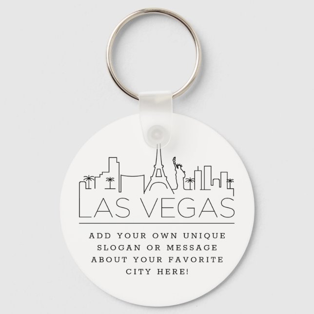 Las Vegas Stylized Skyline | Custom Slogan Keychain (Front)