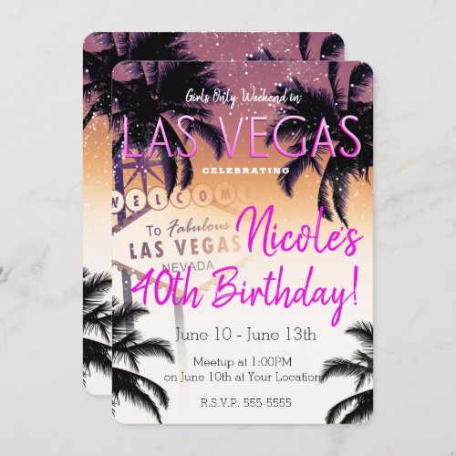 Las Vegas Summer Girls Weekend Birthday Party Invitation