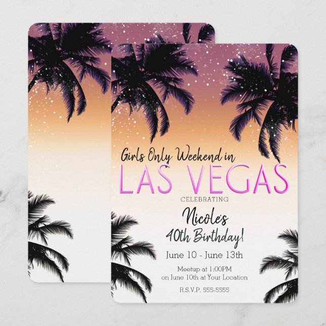 Las Vegas Summer Girls Weekend Birthday Party Invitation (Front/Back)