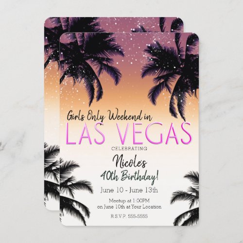 Las Vegas Summer Girls Weekend Birthday Party Invitation