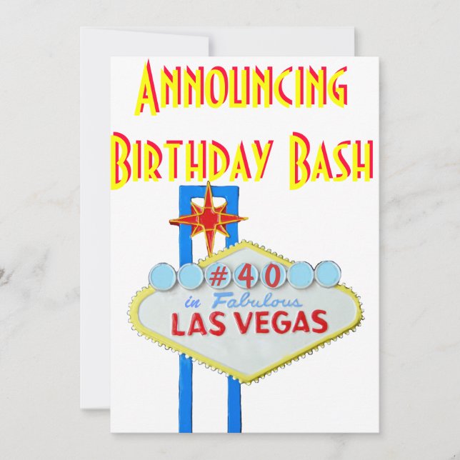 Las Vegas Surprise Birthday Party 40th Invitation (Front)