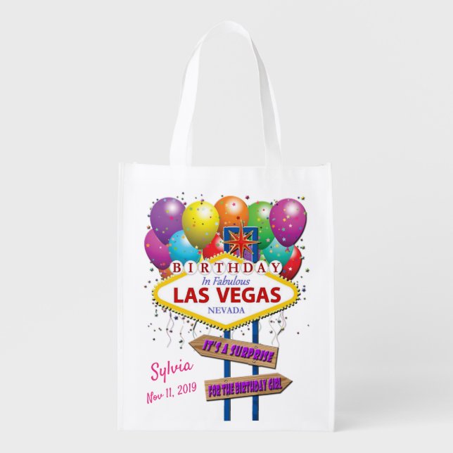 Las Vegas Surprise Birthday Party Gift Bag (Front)