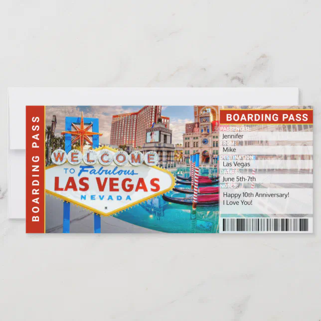 Las Vegas Surprise Trip Boarding Pass Gift Ticket Zazzle