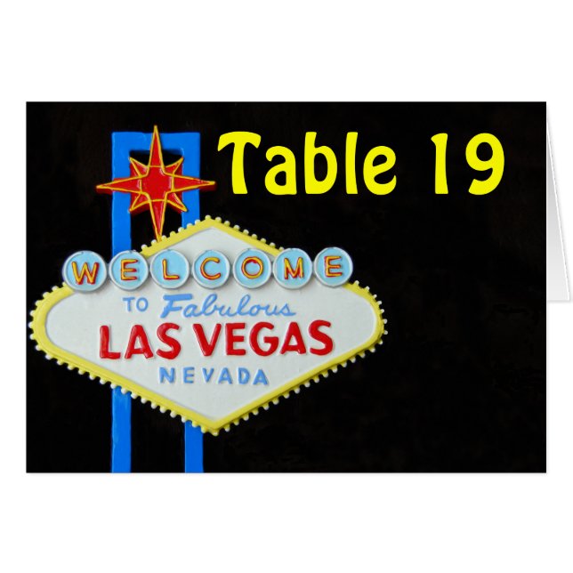 Las Vegas Table Number Assigned Seating tent cards (Front Horizontal)