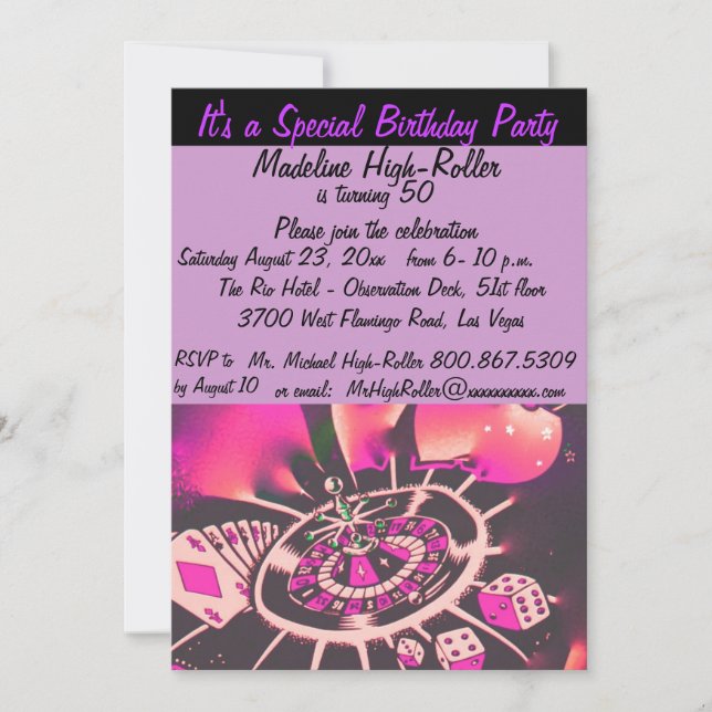 Las Vegas Theme Birthday Party Invitation (Front)