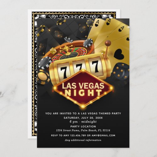 Las Vegas Themed Party Black Gold Invitation