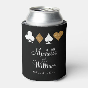 Las Vegas Themed Wedding Can Cooler Gold Black
