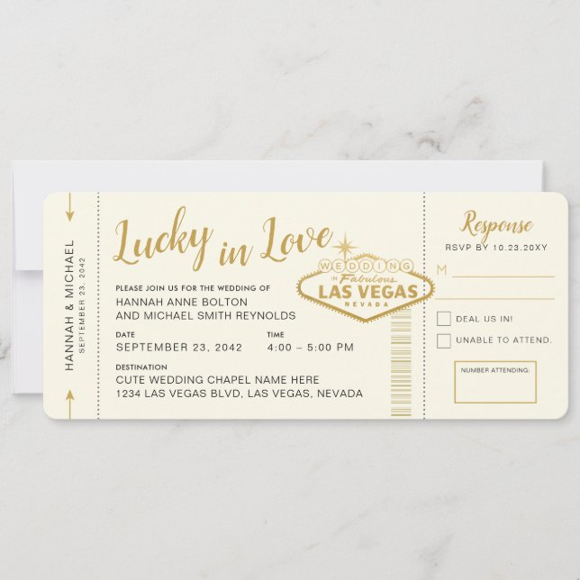 Las Vegas Ticket Boarding Pass Destination Wedding Invitation (Front)