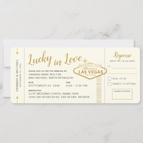 Las Vegas Ticket Boarding Pass Destination Wedding Invitation