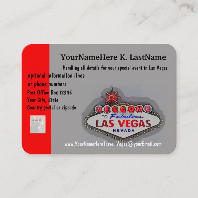 Las Vegas Travel Planner Business Card (Front)