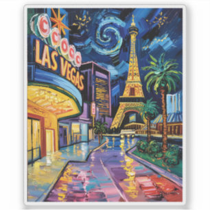 Las Vegas Travel Van Gogh Style Casino Night City  Sticker