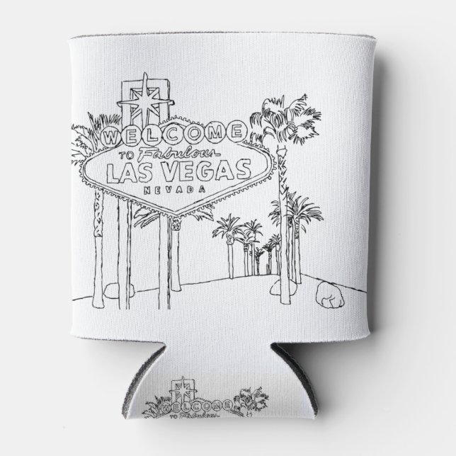 Las Vegas Vacation Drawing Vacation Art Traveling  Can Cooler (Front)