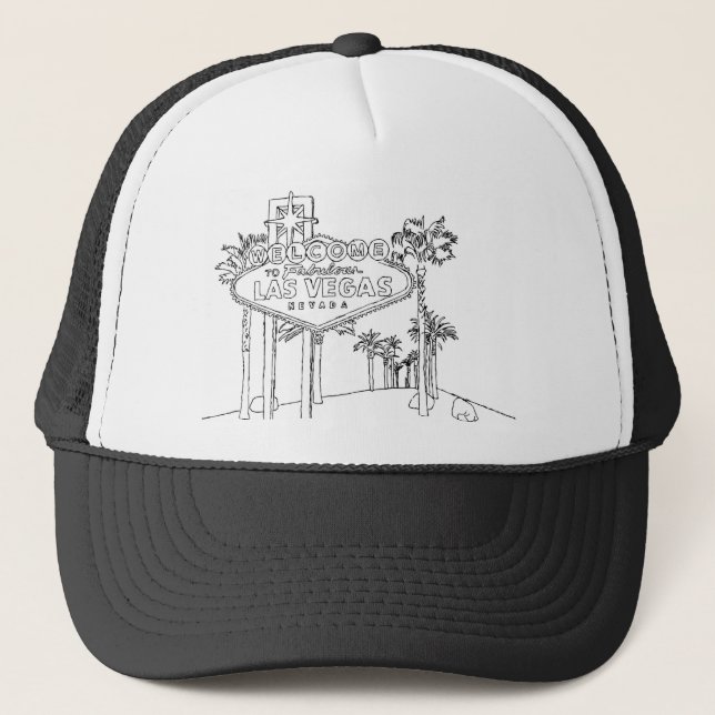 Las Vegas Vacation Drawing Vacation Art Traveling  Trucker Hat (Front)