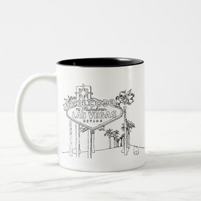 Las Vegas Vacation Drawing Vacation Art Traveling  Two-Tone Coffee Mug (Left)