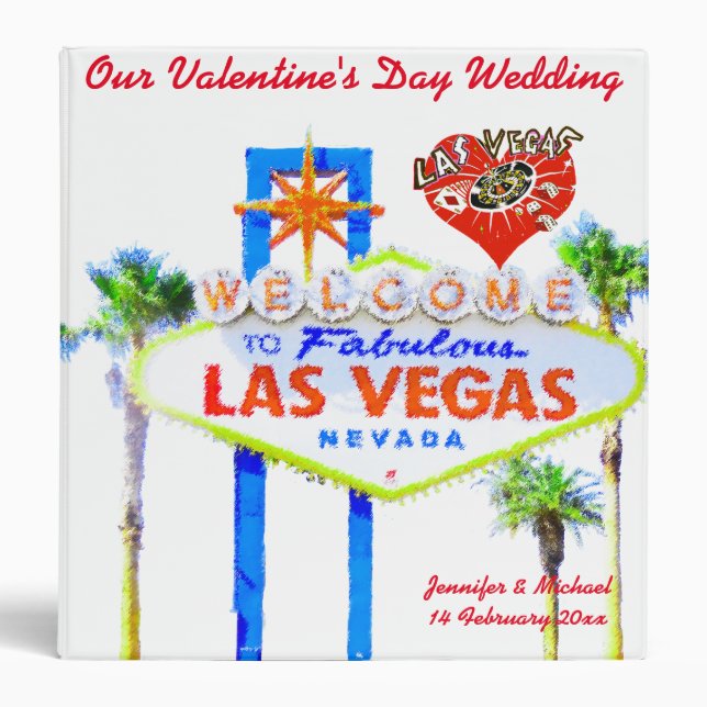 Las Vegas Valentine's Day Wedding Album 3 Ring Binder (Front)
