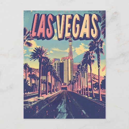 Las Vegas Vintage Art Postcard