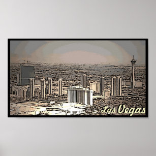 Canvas Painting, Las Vegas Old Strip Scene, Retro Travel Poster