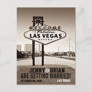 Las Vegas Vintage Sepia Wedding Save The Date Announcement Postcard