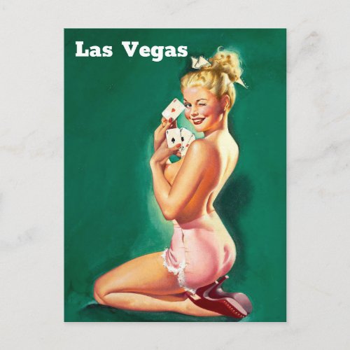 Las Vegas Vintage travel Pin up girl Postcard