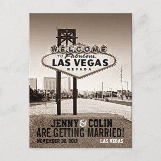 Las Vegas Vintage Wedding Photo Save The Date Announcement Postcard