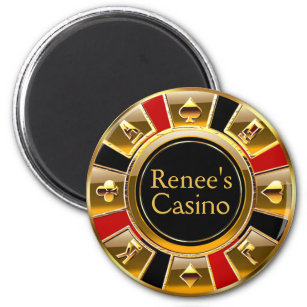 Las Vegas VIP Black Gold Red Casino Chip Favor Magnet