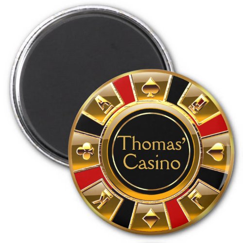 Las Vegas VIP Red Gold Black Casino Chip Favor Magnet