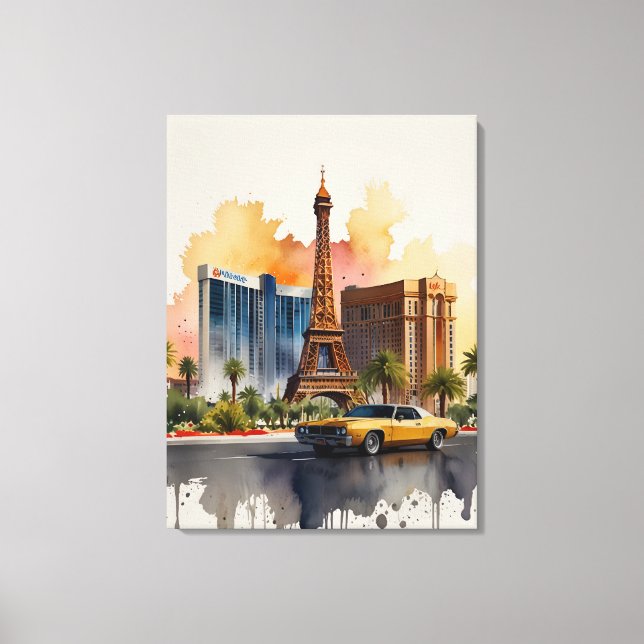 Las Vegas watercolor art Canvas Print (Front)