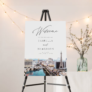 LAS VEGAS Watercolor Skyline Wedding Welcome Foam Board
