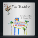 Las Vegas Wedding Album Silver 3 Ring Binder<br><div class="desc">Las Vegas photo album. Pretty silver background with the famous welcome sign and iconic showgirl art. A perfect wedding shower gift. Personalize with names of the newlyweds and date.</div>