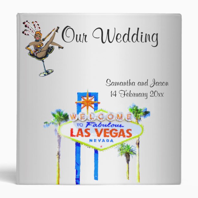Las Vegas Wedding Album Silver 3 Ring Binder (Front)