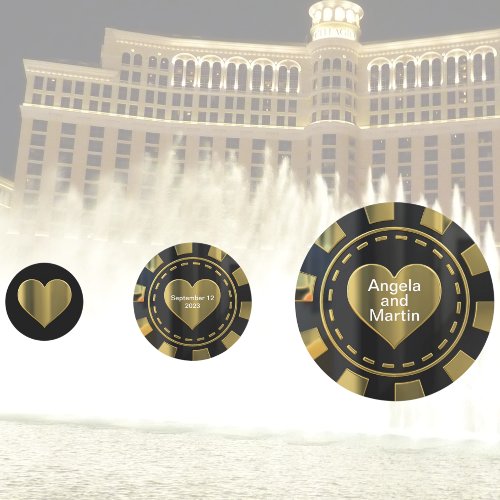 Las Vegas Wedding Anniversary Heart Casino Chip  Confetti