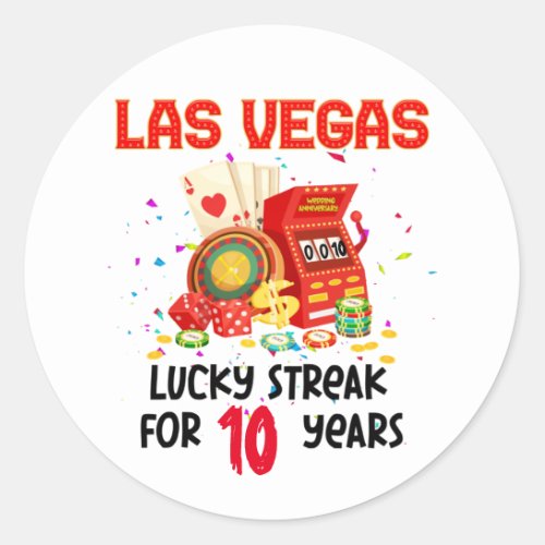 Las Vegas Wedding Anniversary Lucky Couple  Classic Round Sticker