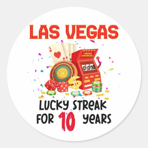 Las Vegas Wedding Anniversary Lucky Couple  Classic Round Sticker