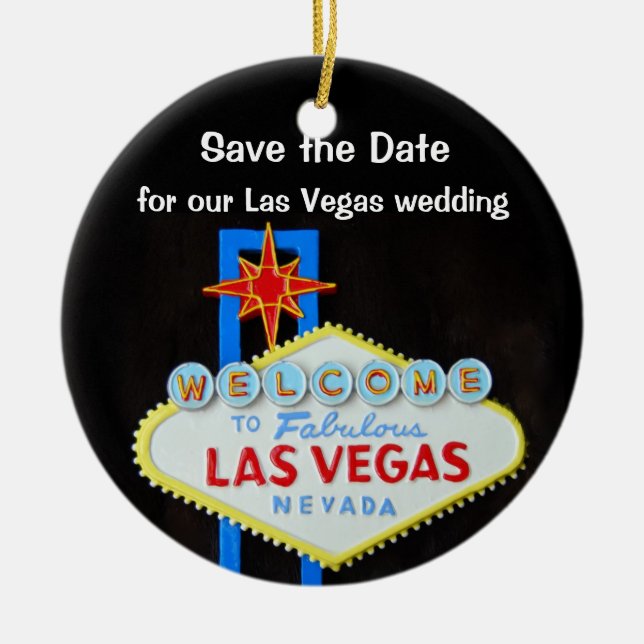 Las Vegas Wedding Announcement Ceramic Ornament (Front)