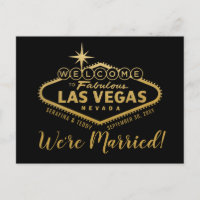 Las Vegas Wedding Announcement Postcard - Gold