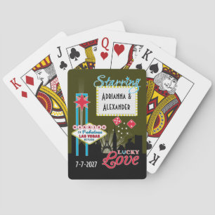 Las Vegas Wedding Announcements City Neon Poker Cards