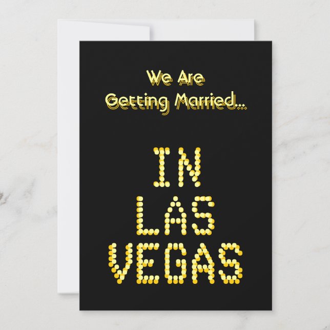 Las Vegas Wedding. Black and Golden Yellow. Custom Invitation (Front)