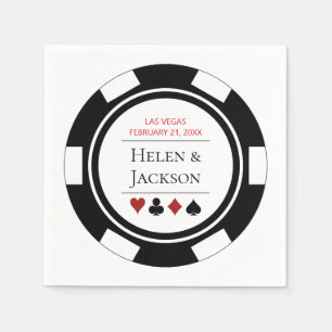 Las Vegas Wedding Black and White Poker Chip Napkins